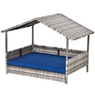 PawHut Wicker Dog House with Removable Cushion - Dark Blue-Classic dark coffee colour with elegant design, this pet house brings modern style to your indoor and outdoor space 