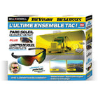 Bell + Howell Tacvisor Anti-Glare Polarized HD Anti-UV Windshield Sun Guard and Sunglasses Kit-Polarized light filtering: anti glare sunglasses plus day and night car visor use polarized filtering to reduce harsh glare from sun, headlights, and reflections