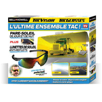 Bell + Howell Tacvisor Anti-Glare Polarized HD Anti-UV Windshield Sun Guard and Sunglasses Kit-Polarized light filtering: anti glare sunglasses plus day and night car visor use polarized filtering to reduce harsh glare from sun, headlights, and reflections