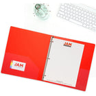 JAM Paper Plastic 0.75" 3-Ring Binder - Red-This document holder is a staple for all of your projects, assignments, memos, school work, and any other important documents that need to be kept safe.