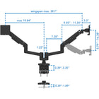 Mount-It! Heavy-Duty Dual Monitor Mount with Gas Spring Arms - Fits Monitors up to 35"-Weight Capacity: 4.4lbs to 44lbs per screen