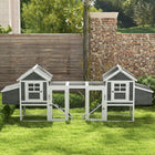 PawHut 123" Extra Large Chicken Coop Wooden Poultry House - Grey-Colour: White, Dark Grey, Black 