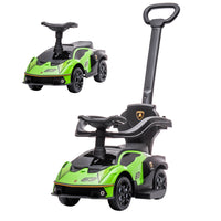 Aosom 3-in-1 Lamborghini Kids Ride-On Push Car - Green-Can be used as a push car, sliding car 