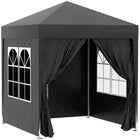 Outsunny 6.6' ft W x 6.6 ft L Pop Up Canopy Tent for Outdoor/Garden/Patio - Black-6.6x6.6ft party tent with 4 removable walls, great for outdoor event use, like BBQ, flea market and more