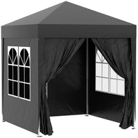 Outsunny 6.6' ft W x 6.6 ft L Pop Up Canopy Tent for Outdoor/Garden/Patio - Black-6.6x6.6ft party tent with 4 removable walls, great for outdoor event use, like BBQ, flea market and more