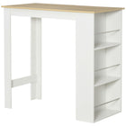 HOMCOM Modern Bar Table for Kitchen, Dining Room, Living Room - White-3-tier shelf provides ample storage for keeping things within reach