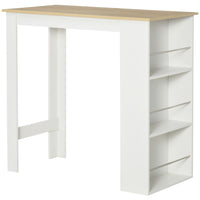 HOMCOM Modern Bar Table for Kitchen, Dining Room, Living Room - White-3-tier shelf provides ample storage for keeping things within reach