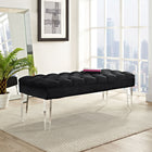 Modway Valet Performance Velvet Bench - Black-Performance Velvet Upholstery