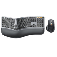 ProtoArc Plus Ergonomic Keyboard Mouse Combo-Full-size Ergonomic Design: The wireless ergonomic keyboard features with full size layout, curved and split keyframe design, which helps to position your wrist and forearm in a more natural, relaxed posture