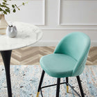 Modway Cordial Performance Velvet Counter Stools - Mint - Set of 2-Matte Black Metal Legs