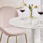 Modway Lippa 28" Round Faux Marble Bar Table - White-Chip-Resistant Metal Pedestal Base