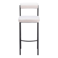 Zuo Livorno Barstool - Ivory - Set of 2-Shearling style fabric
