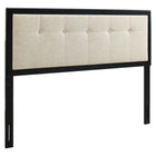 Modway Draper Tufted Fabric and Wood King Headboard - Black Beige-Upholstered King Headboard