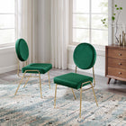 Modway Craft Performance Velvet Dining Side Chairs - Gold/Green - 2 Pack-Dense Foam Padding