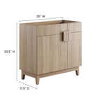 Modway Miles 36" Bathroom Vanity Cabinet - Oak-Hinged Doors