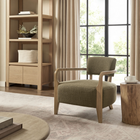 Modway Zinnia Linen Blend Accent Chair - Olive-Rubberwood Arms