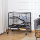 PawHut 33" H 3-Tier Small Animal Cage with Hammock-Shelf storage saves space elsewhere 
