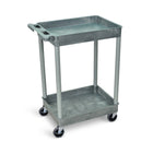 Luxor Polyethylene 2-Shelf Tub Cart - Grey-Multipurpose utility cart with two 2.75"-deep tub shelves