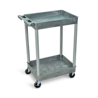 Luxor Polyethylene 2-Shelf Tub Cart - Grey-Multipurpose utility cart with two 2.75"-deep tub shelves