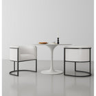 Manhattan Comfort Cosmopolitan 24" Mid-Century Modern Faux Leather Upholstered Dining Chair - White and Black - Set of 2-Frame Made of Durable Metal with Geometric Design