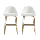 Manhattan Comfort Gracie 22" Modern Leatherette Upholstered Barstool - White and Gold - 2 Pack-Modern Barstool with Backseat Perfect for Bar and Kitchen Use. Set of 2