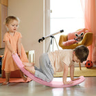 Qaba 32.3" Balance Board, Ended Preschool Learning Montessori Waldorf Toy - Pink-Enhance kids' posture and core strength, as well as their coordination and visual sense 
