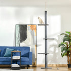 PawHut 100" Floor-To-Ceiling Cat Tree with 3 Perches - Grey-The top tube's height can be adjusted to 12.5" (32cm) and fixed to the ceiling 