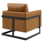 Modway Posse Vegan Leather Accent Chair - Black Tan-Non-Marking Foot Pins