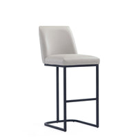 Manhattan Comfort Serena 17.71" Modern Leatherette Upholstered Barstool - Light Grey-Modern Barstool with Backrest Perfect for Bar and Kitchen Use