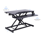 Rocelco Sit To Stand Hi-Lift Adjustable Height Desk Riser With Quick Release Keyboard Tray - Black-Sturdy metal frame with easy-grip side handle and gas piston assist, can raise and lower up to 30 pounds with continuous height adjustment from 4.3" up to 19.7" above desktop to optimize the ergonomic work position for people of most height