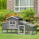 PawHut 79" Wooden Chicken Coop, Outdoor Hen House Grey-Perches inside the living house for resting
