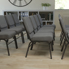 Flash Furniture HERCULES Series 21"W Church Chair with Book Rack & Silver Vein Frame - Grey Fabric-CA117 Fire Retardant Foam