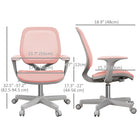 Vinsetto Small Mesh Office Chair with Castors - Pink-44-56cm adjustable seat height. Sit at the level you want