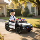 Qaba 12V Kids Electric Ride on Police Car - White-Four PP wheels and full suspension provide smooth, stable rides 
