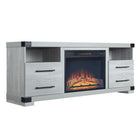 Manhattan Comfort Richmond 60" Modern Fireplace - Black and Grey - Set of 2-Electric Fireplace with Remote Control for Changes on Visual Glow and Heat. Flame Control on 3 Levels: Low, Medium, High. Fireplace Appearance Ranges from Low Logs Glow to High Logs glow