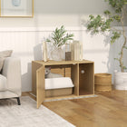 PawHut Cat Litter Box Enclosure with Rattan Door and Scratching Pad - Oak-Top surface for displaying art, books, or decor items 