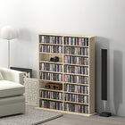 HOMCOM 8-Tier Media Storage Cabinet with Adjustable Shelves - Natural Wood-Adjustable shelves accommodate up to 396 DVDs or Blu-rays