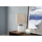 Monarch Specialties 16" H Contemporary Table Lamp - Cream Resin / Beige Shade-Perfect for an end or side table, nightstand or bedside table, or as a desk lamp, this accent piece features a simple on/off rotary switch that holds up to a 60W bulb (not included) to illuminate and create a warm ambiance