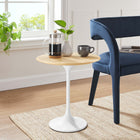 Modway Lippa 20" Round Wood Side Table - White Natural-Chip-Resistant Metal Pedestal Base