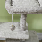 PawHut 53" Cat Tree Tower with Scratching Posts, Condo and Beds - Light Grey-Toy balls and teasing rope for playful stimulation 
