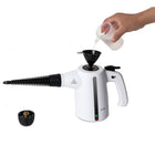 Commercial Care Handheld Steam Cleaner - White-Included accessories: Extension hose, spray nozzle for doors and windows, funnel, jet, small brush, measuring cup, towel sleeve, long spray nozzle and general spray nozzle