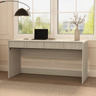 Manhattan Comfort Novara 60" Contemporary 2-Drawer Writing Desk - Whitewashed Oak-Smooth-Glide Drawer: Features easy-glide, non-ball-bearing tracks for everyday convenience