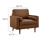 Modway Valour Tufted Vegan Leather Accent Armchair - Brown-Biscuit Tufting