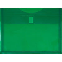 JAM Paper Plastic Envelopes with VELCRO Brand Closure, 1 Expansion, Letter Booklet, 9.75 x 13, Green Poly, 12 Pack (218V1GR)-Green