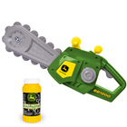 John Deere Motorized Bubble 'N' Fun Chainsaw Toy-Featuring an easy-to-activate squeeze handle that’s perfect for young children, simply unscrew the lid, pour in the included bubble solution, and let the bubbles fly