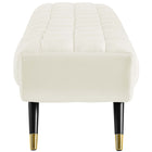 Modway Adept Performance Velvet Bench - Ivory-Splayed Black Birchwood Frame
