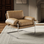 Modway Ansel Vegan Leather Accent Chair - Toast-Fixed Padded Seat