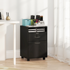 HOMCOM 24" Vertical Mobile Filing Cabinet with Lockable Drawer - Black-4 omnidirectional wheels (2 with brakes) allow for easy movement 