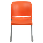 Flash Furniture HERCULES Series Orange Full Back Contoured Stack Chair with Sled Base,-Silver Powder Coated Sled Base Frame