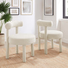 Modway Toulouse Boucle Fabric Dining Chair - Ivory - Set of 2-Dense Foam Padding